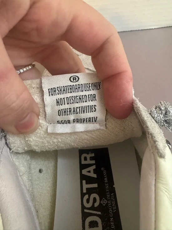 Golden Goose Mid Star Low-Top Sneakers in Grey, Silver & Pink Glitter - Picture 12 of 15